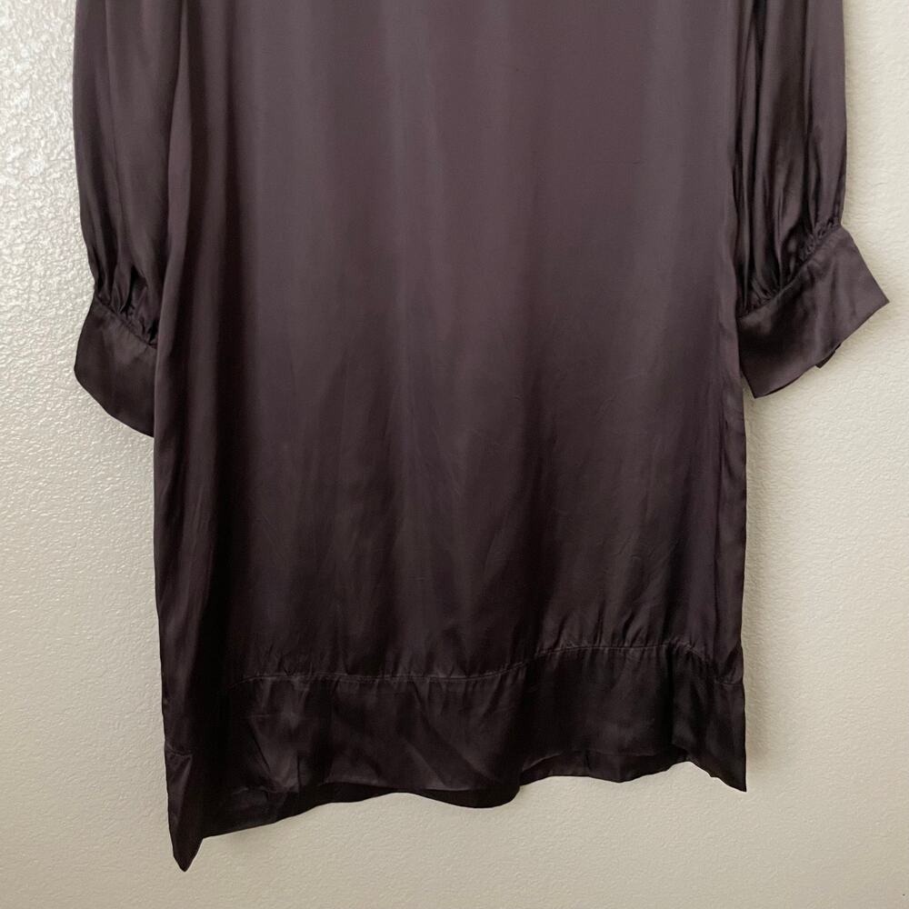 Scanlan Theodore Dress Womens Medium Brown Satin Mini Quiet Luxury Minimalist - Picture 8 of 14